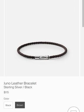 Miansai Braided Brown Leather Juno Bracelet with Silver Clasp size SMALL